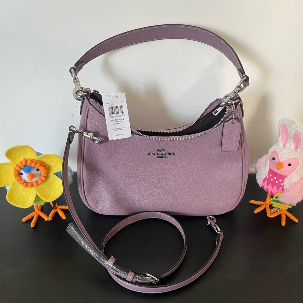 Coach Lilac Pebbled Leather Shoulder & Crossbody Bag or OBO